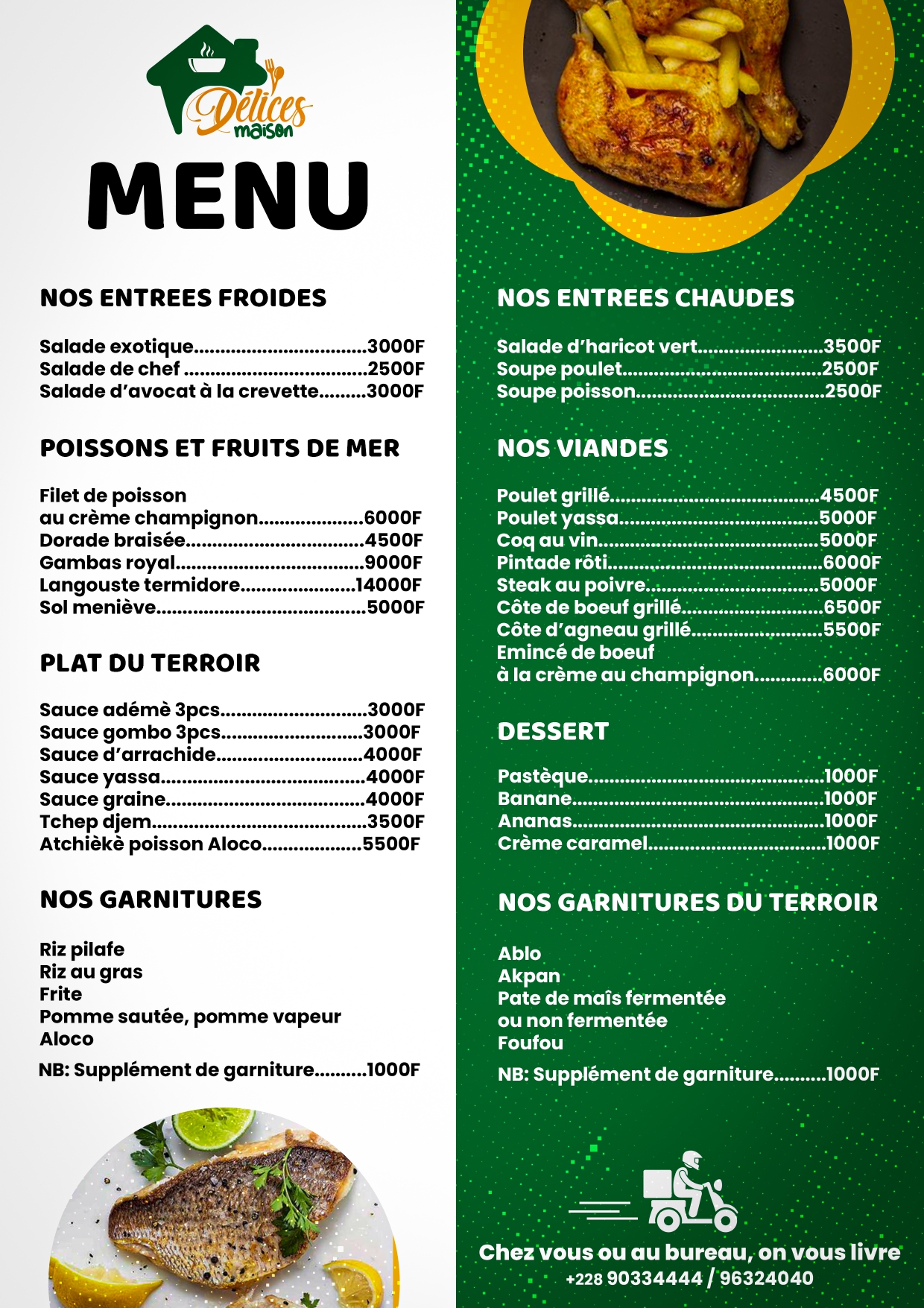 Conception de Carte / Menu – Délices Maison, Lomé